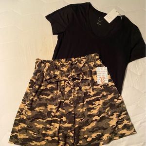 Lularoe Ella Shorts and Target shirt outfit